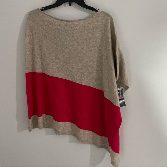 Inc International Concepts Beige Colorblocked Poncho Sweater S / M Wool Blend - Picture 5 of 5